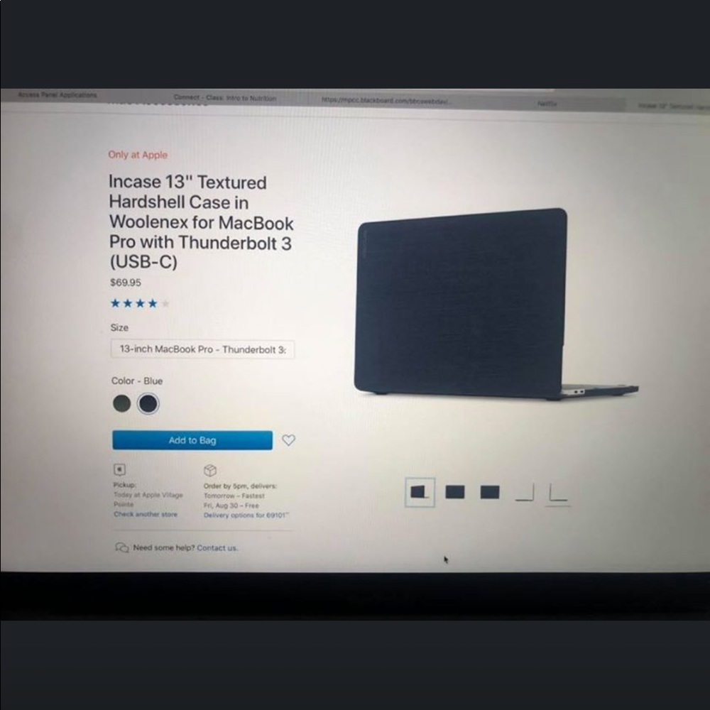 Hard shell MacBook Pro 13” navy blue case.